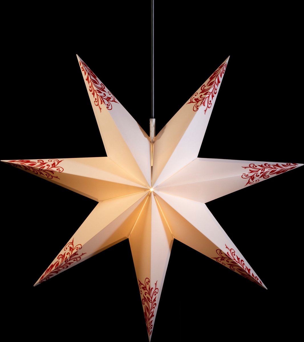 Sterntaler decoratieve ster | Kerstster met ornamenten | 7-wijzer | vouwster | 60cm | Buiten | gloeilamp | Stekker